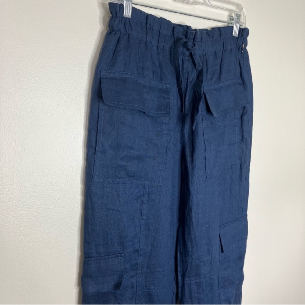 Magaschoni navy blue linen jogger style pants S - Picture 2 of 7
